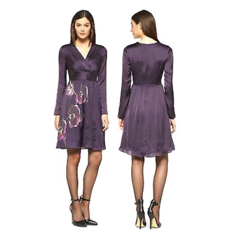 Altuzarra purple floral orchid floral wrap dress